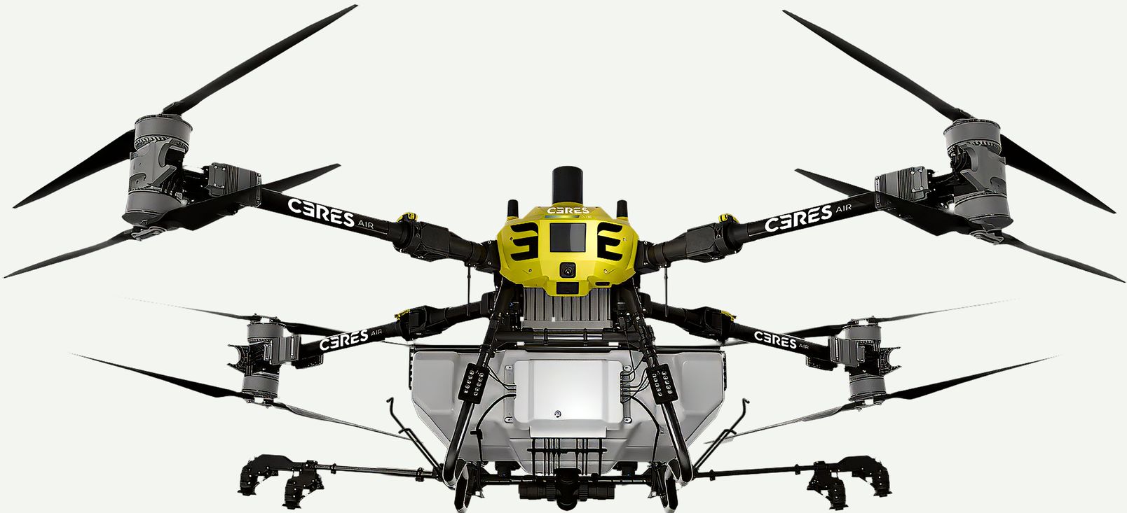 The Ceres Air C150 spray drone, front on